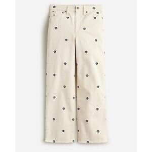 NWT J. Crew Embroidered Slim Wide-Leg Jean‎ | Ecru Seashell | SZ 30
